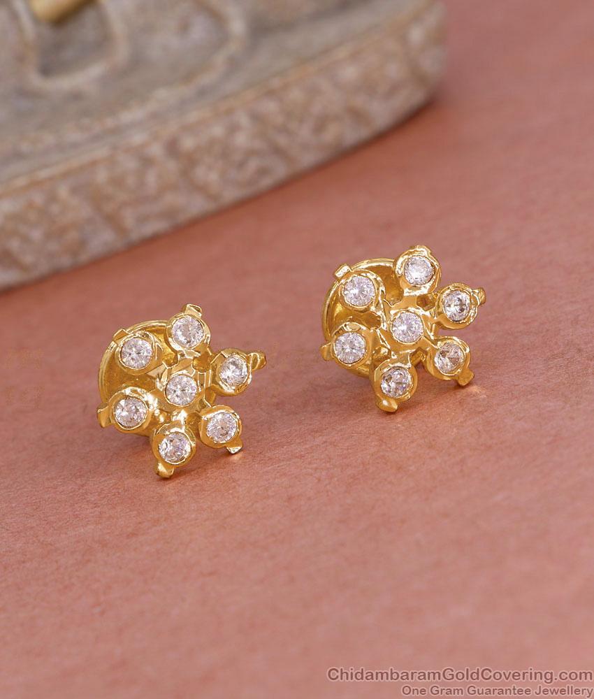 Daily Wear White Stone Impon Stud Earring Shop Online ER5597