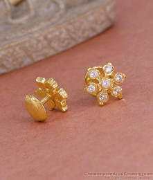 Daily Wear White Stone Impon Stud Earring Shop Online ER5597