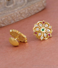 Big Multi Stone Impon Screw Back Stud Earring Designs For Women ER5598