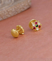 Light Weight Impon Panchaloha Small Stud Earring Multi Stone Design ER5600 Light Weight Impon Panchaloha Small Stud Earring Multi Stone Design ER5600