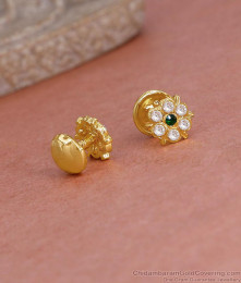 Daily Wear Small Impon Stud Earring Emerald Stone Design ER5601