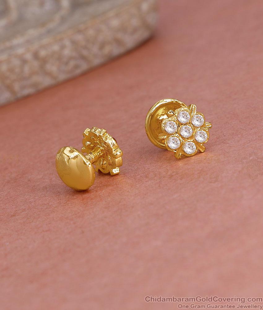 Full White Stone Small Impon Stud Earring Daily Wear Collections ER5602