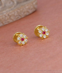 Elegant Ruby White Stone Five Metal Impon Stud Earring Online ER5603