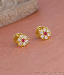 Elegant Ruby White Stone Five Metal Impon Stud Earring Online ER5603