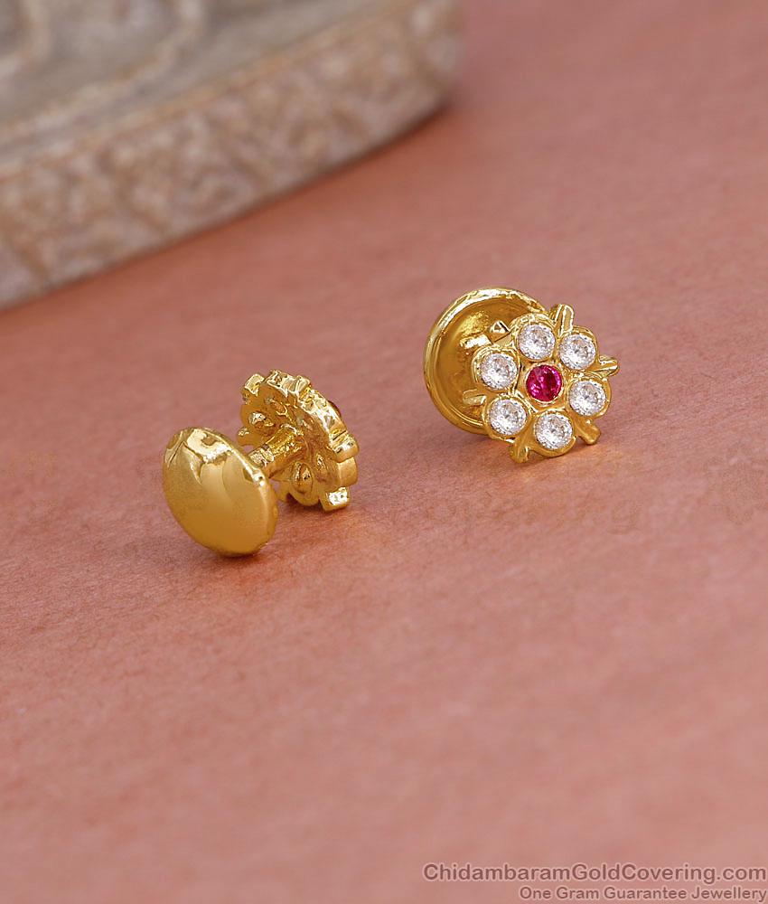 Elegant Ruby White Stone Five Metal Impon Stud Earring Online ER5603