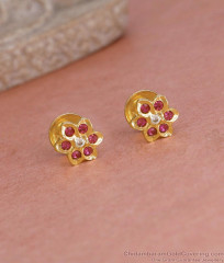 Daily Wear Ruby Stone Impon Stud Earring At Affordable Price ER5604