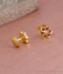 Daily Wear Ruby Stone Impon Stud Earring At Affordable Price ER5604