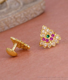 Premium Quality Five Metal Impon Stud Earring With Stone ER5608