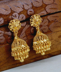 Elegant Micro Gold Plated Layered Jhumki Earring For Brides ER5611