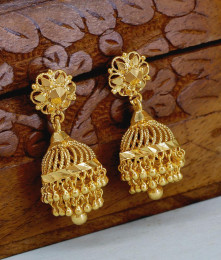 Elegant Micro Gold Plated Layered Jhumki Earring For Brides ER5611