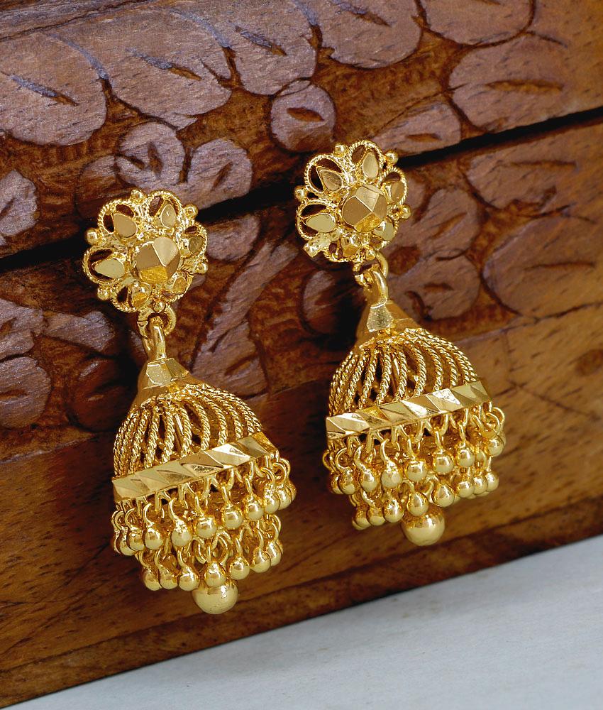 Elegant Micro Gold Plated Layered Jhumki Earring For Brides ER5611