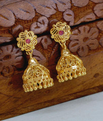 Buy Ruby Stone 1 Gram Gold Jhumkas For Function Wear ER5612