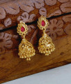 South Indian Bridal Wear Gold Jhumki Ruby Stone Earring ER5615