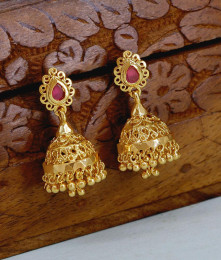Kerala Mango Design Gold Plated Jhumki Earring With Stone ER5616