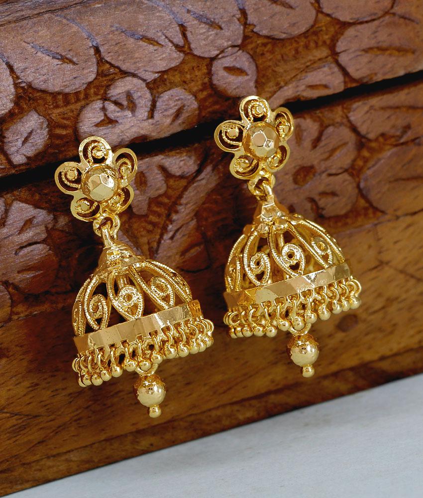Plain 1 Gram Gold Peacock Jhumki Earring Wedding Collections ER5619