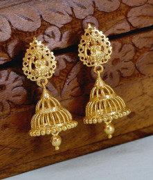 Classic Lakshmi Design 1 Gram Gold Jhumki Bridal Earring ER5621