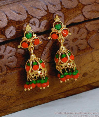 Traditional Gold Plated Coral Jhumki Earring Collections Online ER5626