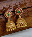 High Quality Floral Design Gold Imitation Jhumki Ruby Green Stone Design ER5630