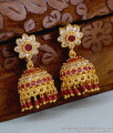 Beautiful Ruby White Stone Gold Plated Jhumka For Wedding ER5632