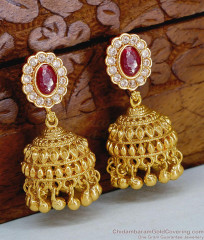 High Quality Pin Type Gold Imitation Stone Jhumkas Shop Online ER5634