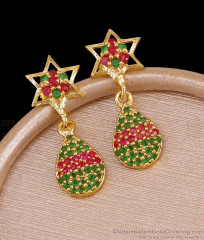 Ruby Green Stone Gold Imitation Dangler Star Earring Designs ER5638