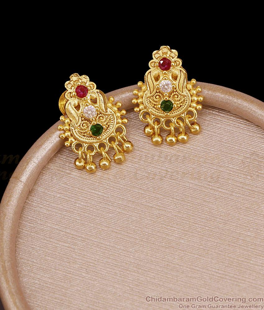New Model Two Gram Gold Enamel Stud Earring Design Shop Online ER5640
