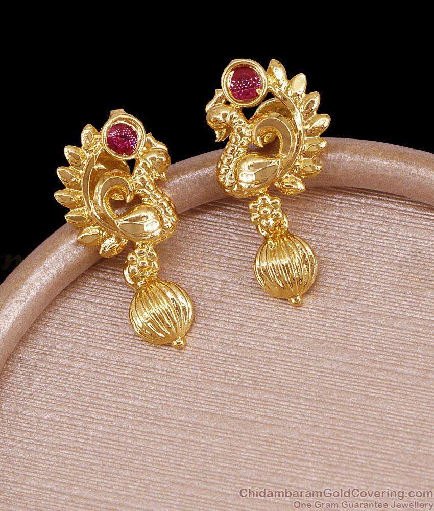 Stylish Peacock Design Ruby Stone Earring For Women ER5642