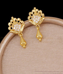 Two Gram Gold White Stone Stud Earring Collections Shop Online ER5644