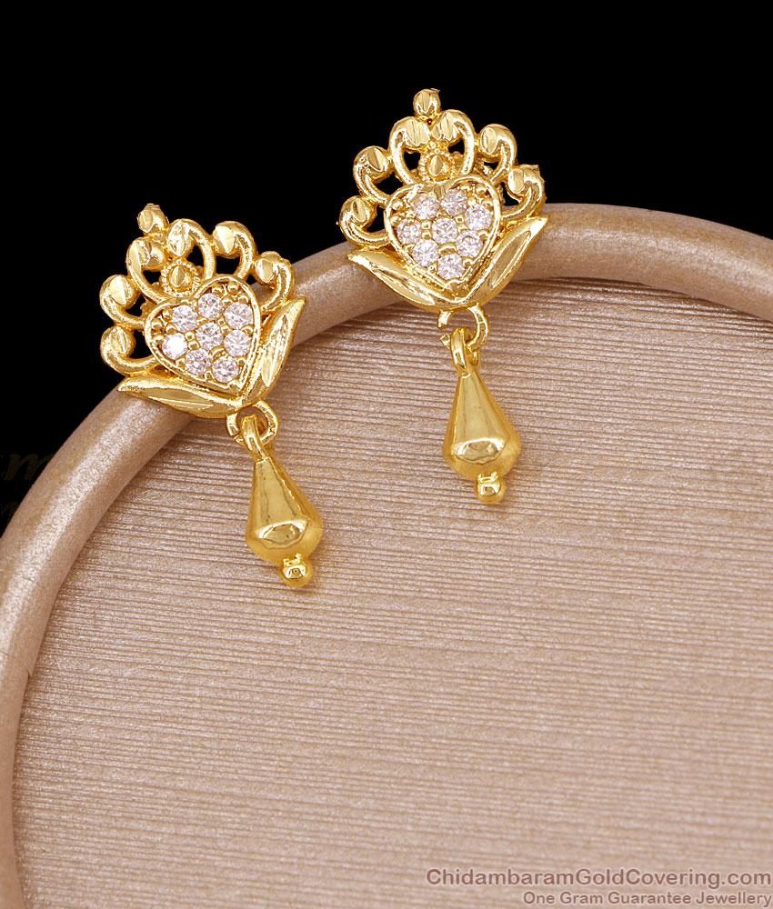 Two Gram Gold White Stone Stud Earring Collections Shop Online ER5644