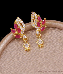 Beautiful Ruby White Stone Fancy Earring 1 Gram Gold Jewelry ER5645