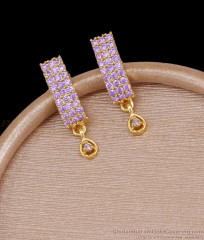 Trendy Amethyst Stone J Shaped Gold Stud Earring Online ER5646