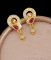 Elegant Ruby White Stone Forming Gold Stud Earring Peacock Design ER5648