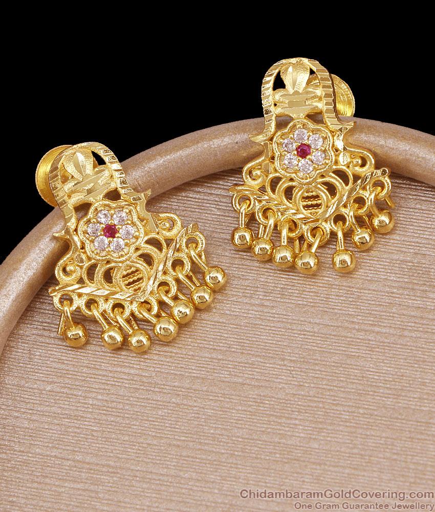 New Model Two Gram Gold Dangler Earring With Ad Stone ER5649