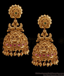 Premium Matt Finish Antique Gold Jhumka Lakshmi Design ER5652