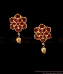 Full Ruby Stone Flower Design Antique Stud Earring For Women ER5660