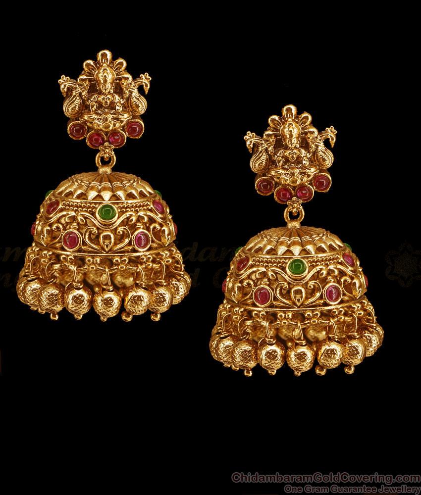 South Indian Lakshmi Design Antique Jhumki Earring For Wedding ER5661