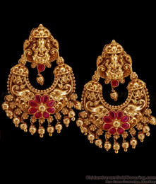 Premium Quality Antique Gold Chandabali Earring Gajalakshmi Design ER5663
