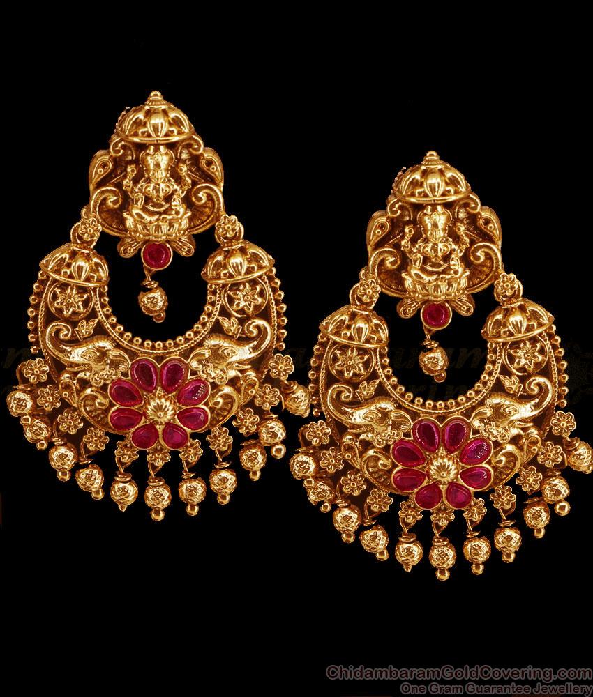 Premium Quality Antique Gold Chandabali Earring Gajalakshmi Design ER5663