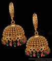 Latest Ruby Green Hanging Beads Antique Gold Jhumki Hoop Design ER5664