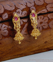 Ruby Stone Gold Plated Jhumki Earring Design For Women ER5666