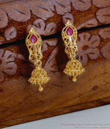 Ruby Stone Gold Plated Jhumki Earring Design For Women ER5666