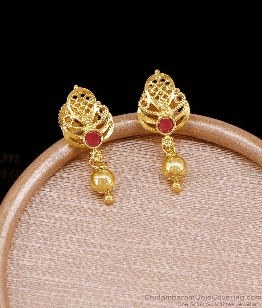 Single Ruby Stone Gold Plated Earring For Women ER5672 Single Ruby Stone Gold Plated Earring For Women ER5672