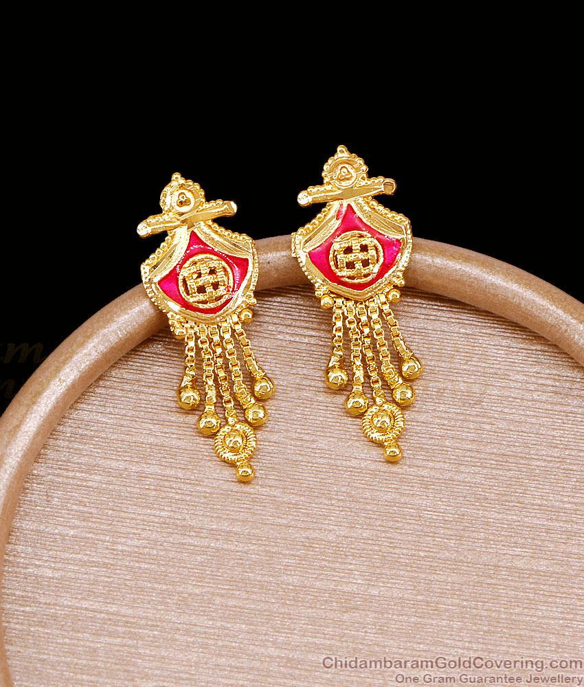 Bollywood Fashion Enamel Pattern Gold Earring For Marriage ER5677 Bollywood Fashion Enamel Pattern Gold Earring For Marriage ER5677