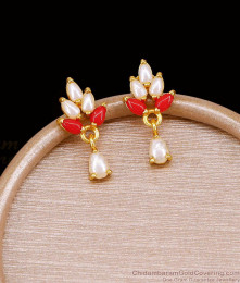 Buy 1 Gram Gold Coral Earring Pearl Stud Collections ER5683