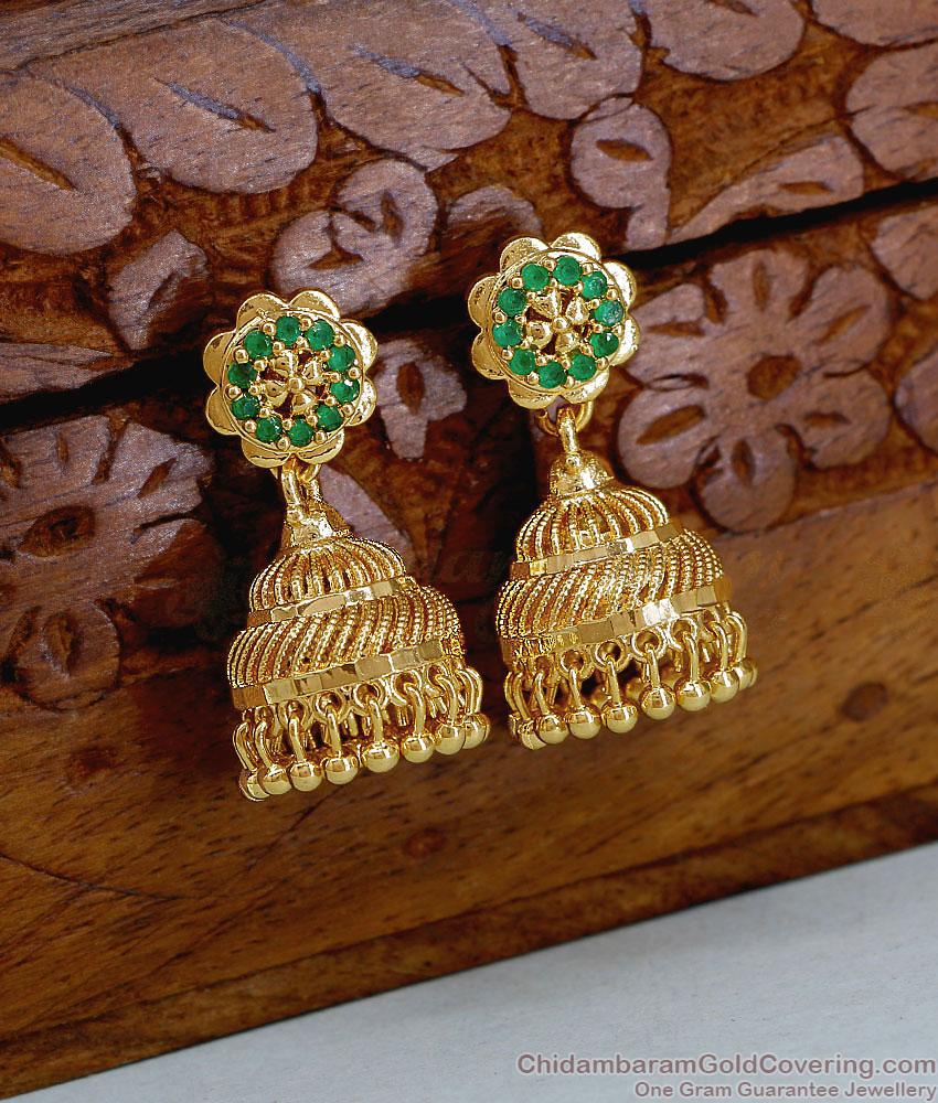 Buy Green Ad Stone Gold Imitation Jhumki Earring Online ER5691 Buy Green Ad Stone Gold Imitation Jhumki Earring Online ER5691