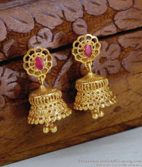 New Arrival Gold Plated Ruby Stone Jhumki  Collection ER5698