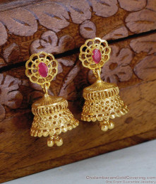 New Arrival Gold Plated Ruby Stone Jhumki  Collection ER5698