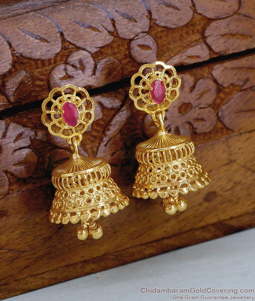 New Arrival Gold Plated Ruby Stone Jhumki Collection ER5698 New Arrival Gold Plated Ruby Stone Jhumki Collection ER5698