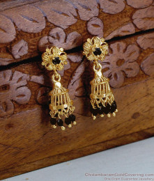 Buy Gold Finish Black Stone Fancy Jhumkas Online ER5699