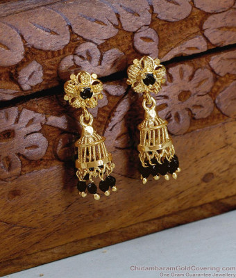 Buy Gold Finish Black Stone Fancy Jhumkas Online ER5699